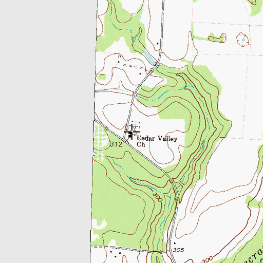 Topographic Map of Cedar Valley Church, GA