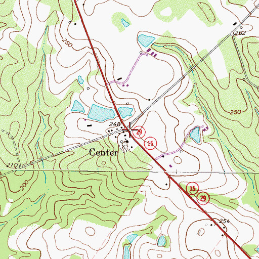 Topographic Map of Center, GA