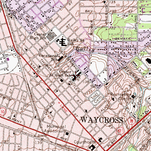 Topographic Map of Center Junior High School, GA