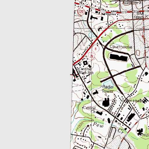 Topographic Map of Central High School, GA