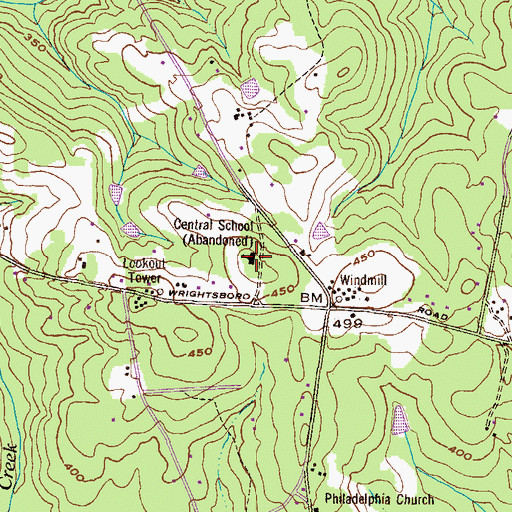 Topographic Map of Central School, GA