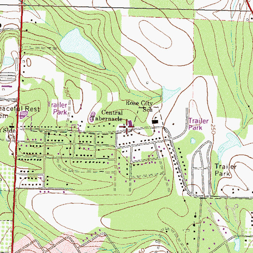 Topographic Map of Central Tabernacle, GA