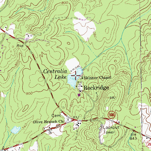 Topographic Map of Centralia Lake, GA