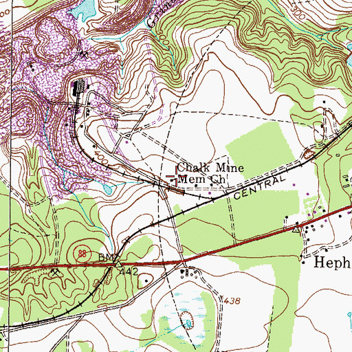 Topographic Map of Chalk Mine Memorial Church, GA