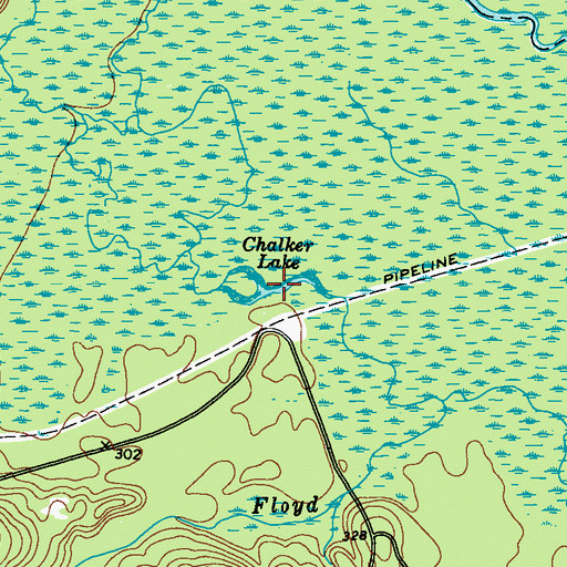 Topographic Map of Chalker Lake, GA