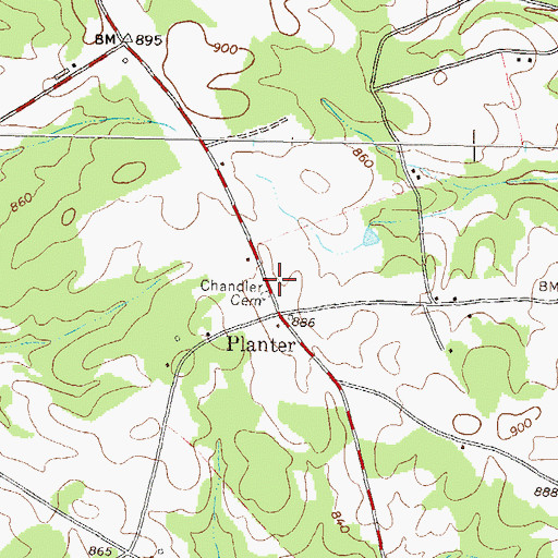 Topographic Map of Chandler Cemetery, GA