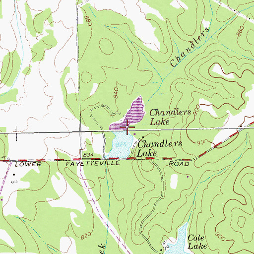 Topographic Map of Chandlers Lake, GA