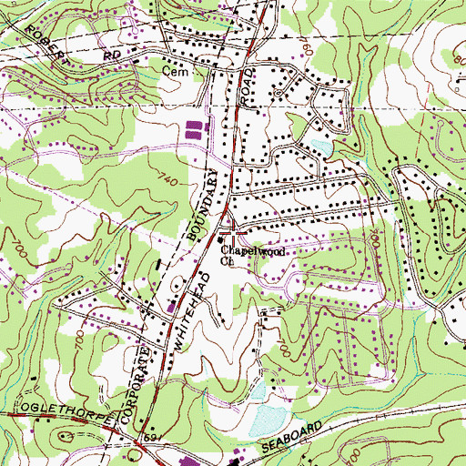 Topographic Map of Chapelwood Church, GA