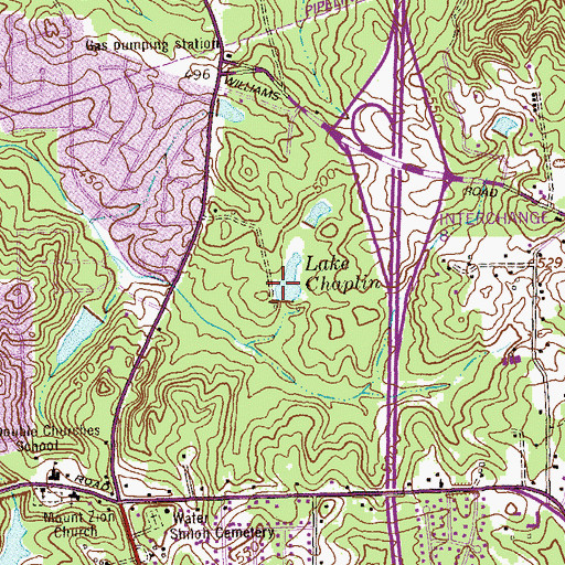 Topographic Map of Lake Chaplin, GA