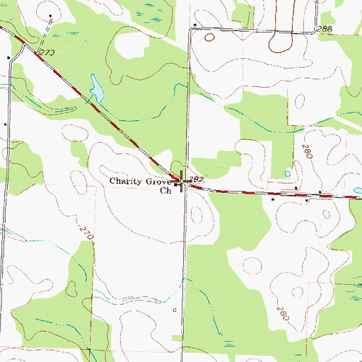 Topographic Map of Charity Grove Church, GA