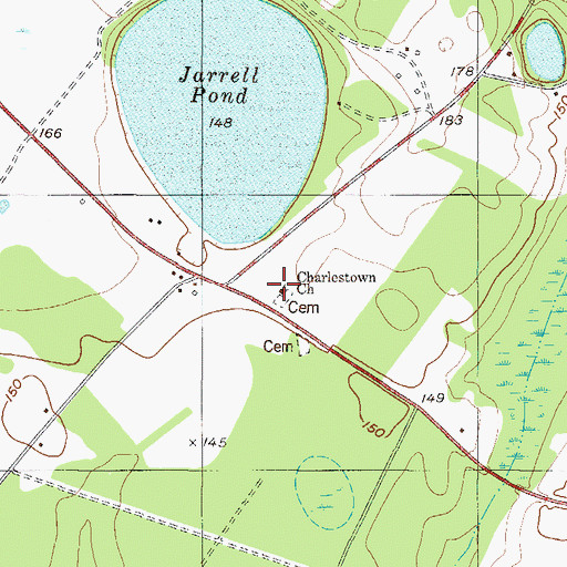 Topographic Map of Charlestown Church, GA