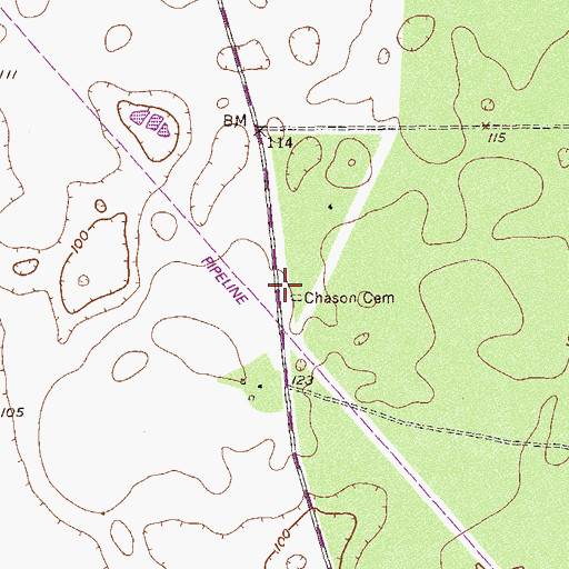 Topographic Map of Chason Cemetery, GA