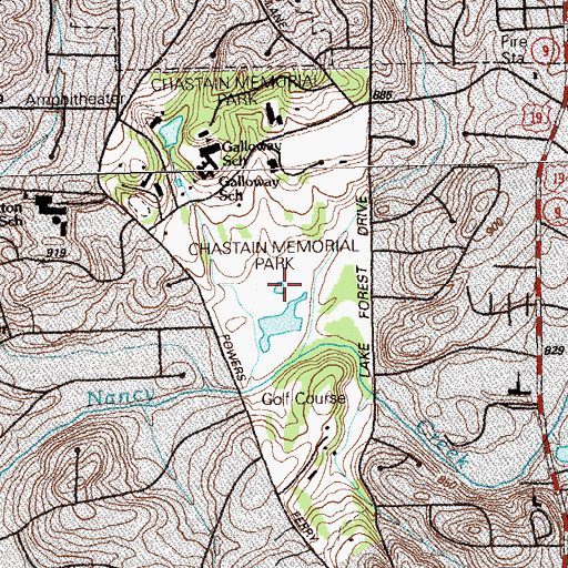 Topographic Map of Chastain Memorial Park, GA