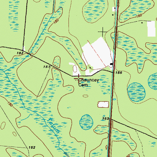 Topographic Map of Chauncey Cemetery, GA