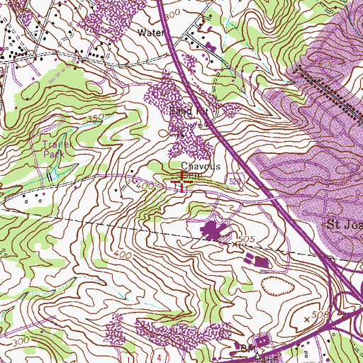 Topographic Map of Chavous Cemetery, GA