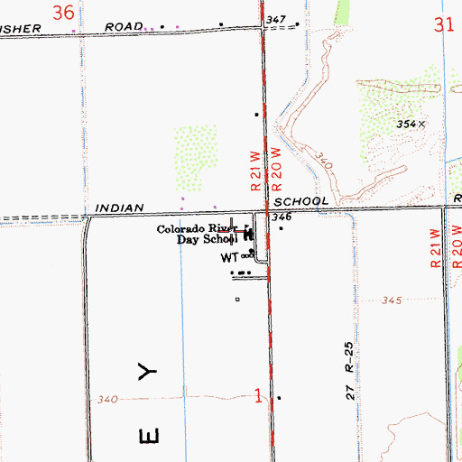 Topographic Map of Colorado River Day School, AZ