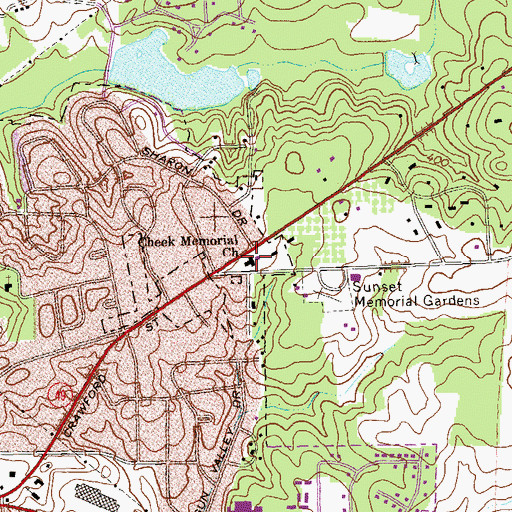 Topographic Map of Cheek Memorial Church, GA