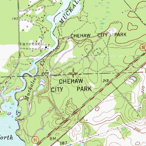 Topographic Map of Chehaw State Park, GA
