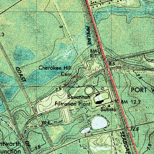 Topographic Map of Cherokee Hill Cemetery, GA
