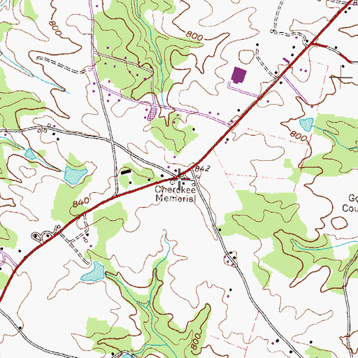 Topographic Map of Cherokee Memorial, GA