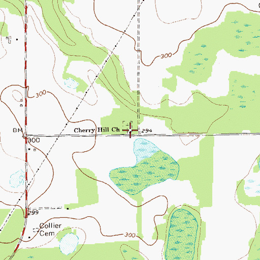 Topographic Map of Cherry Hill Church, GA