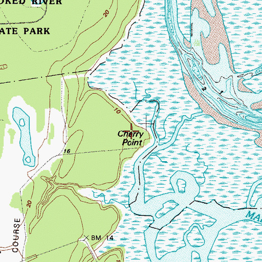 Topographic Map of Cherry Point, GA