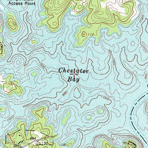 Topographic Map of Chestatee Bay, GA