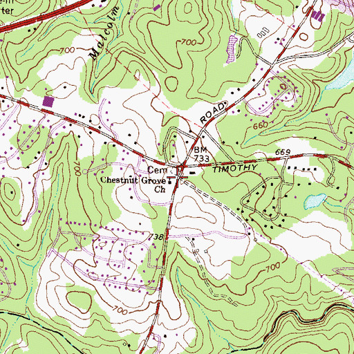 Topographic Map of Chestnut Grove Church, GA