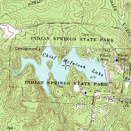 Topographic Map of Chief McIntosh Lake, GA