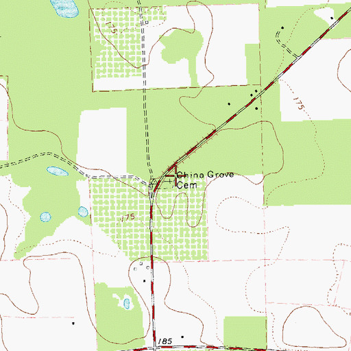 Topographic Map of China Grove Cemetery, GA