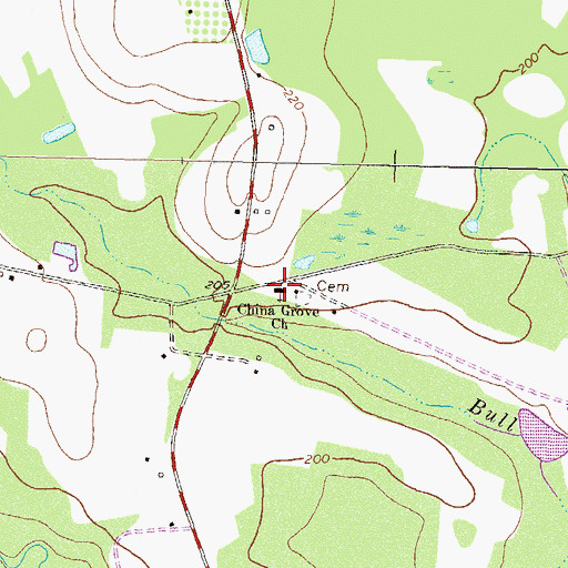 Topographic Map of China Grove Church, GA