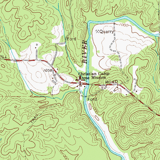 Topographic Map of Christian Camp Home Mission, GA
