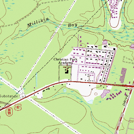 Topographic Map of Christian Park Academy, GA