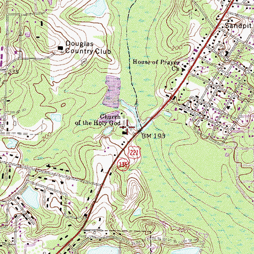 Topographic Map of Church of the Holy God, GA