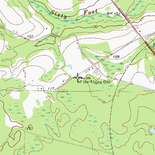 Topographic Map of Church of the Living God, GA