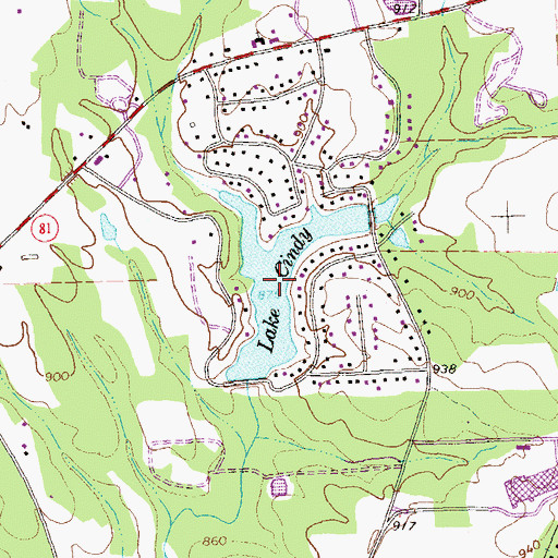 Topographic Map of Lake Cindy, GA