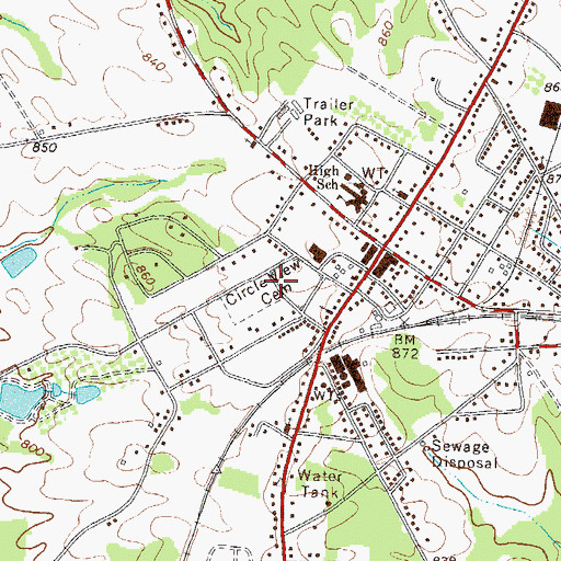 Topographic Map of Circle View Cemetery, GA