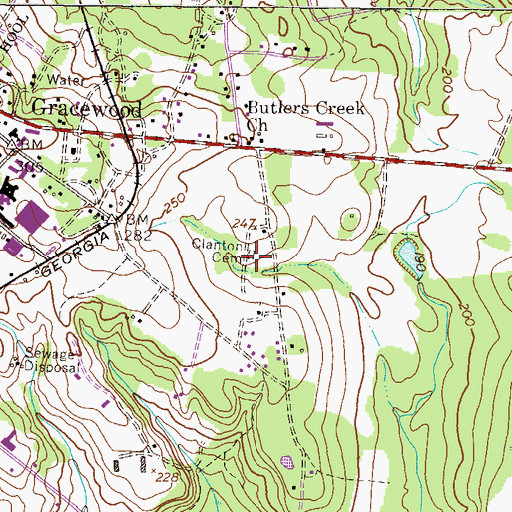 Topographic Map of Clanton Cemetery, GA