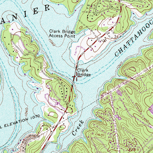 Topographic Map of Clark Bridge, GA