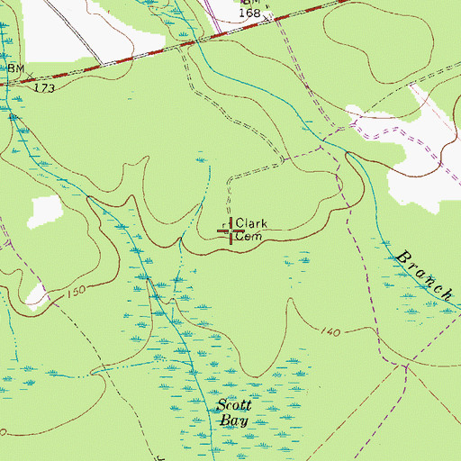 Topographic Map of Clark Cemetery, GA