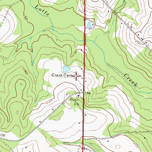 Topographic Map of Clark Cemetery, GA