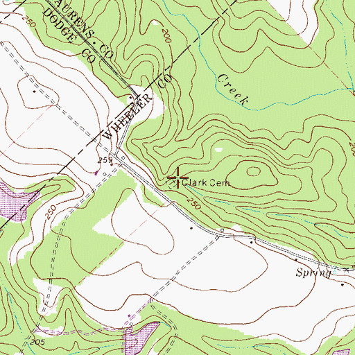 Topographic Map of Clark Cemetery, GA