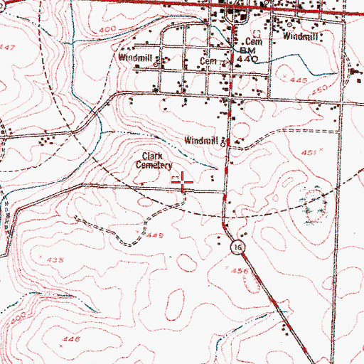 Topographic Map of Clark Cemetery, GA