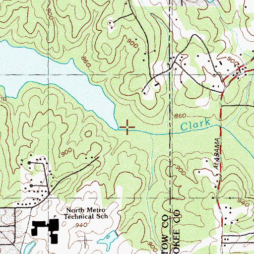Topographic Map of Clark Creek, GA