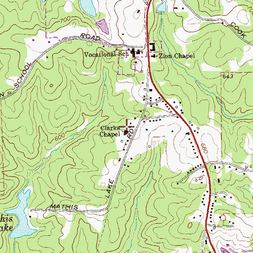 Topographic Map of Clarks Chapel, GA