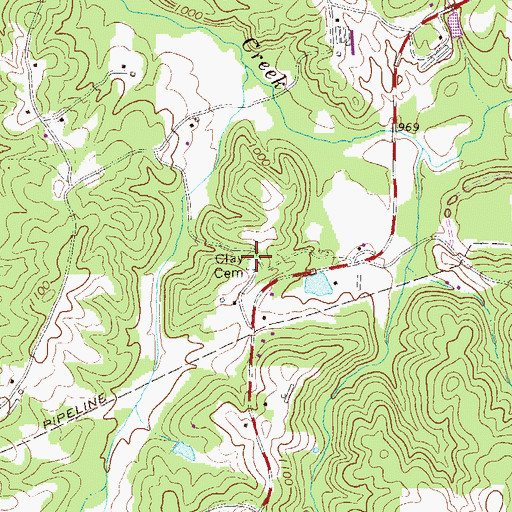Topographic Map of Clay Cemetery, GA
