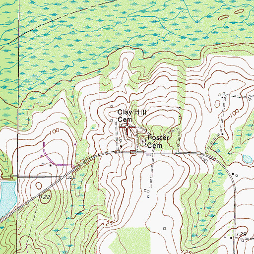 Topographic Map of Clay Hill Cemetery, GA