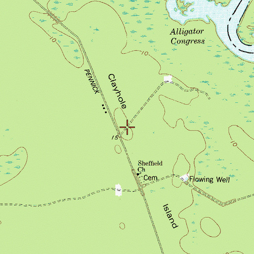 Topographic Map of Clayhole Island, GA