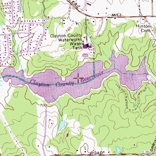 Topographic Map of Clayton County Reservoir, GA