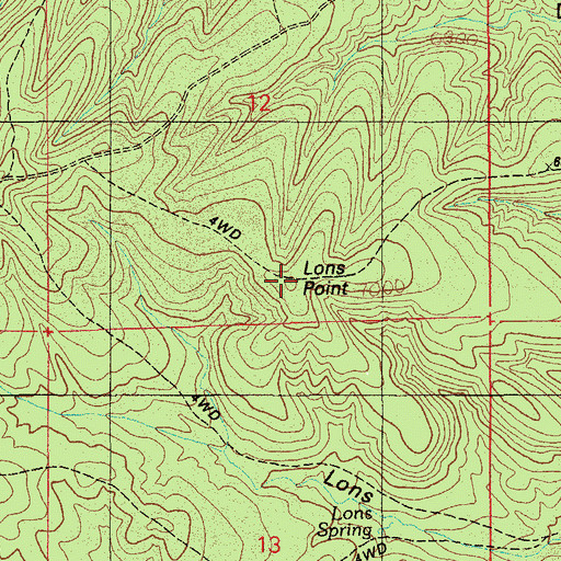 Topographic Map of Lons Point, AZ